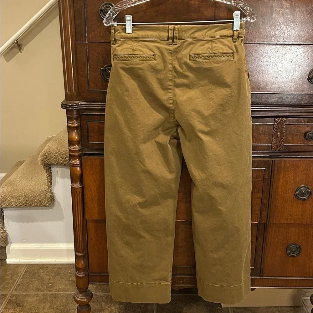 Garnet Hill Organic Cotton High Rise Wide Leg Crop Pants Women's Size 6